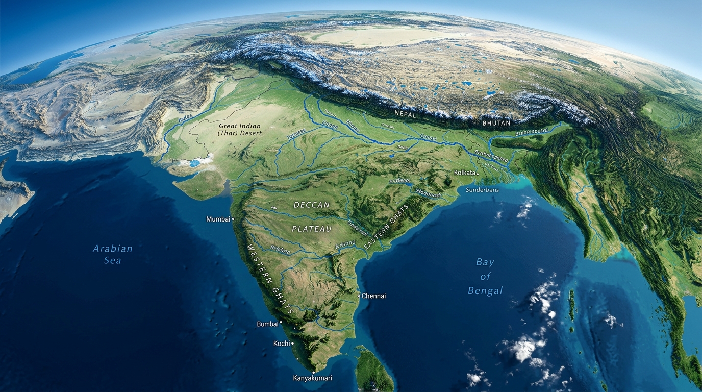 India topographic satellite map