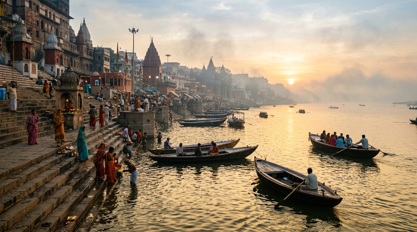 Ganga river at sunrise, Varanasi